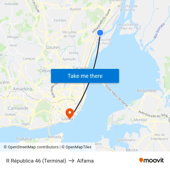 R Républica 46 (Terminal) to Alfama map