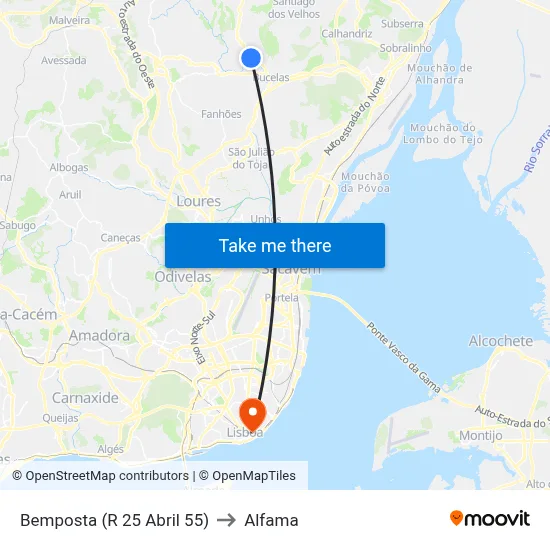 Bemposta (R 25 Abril 55) to Alfama map