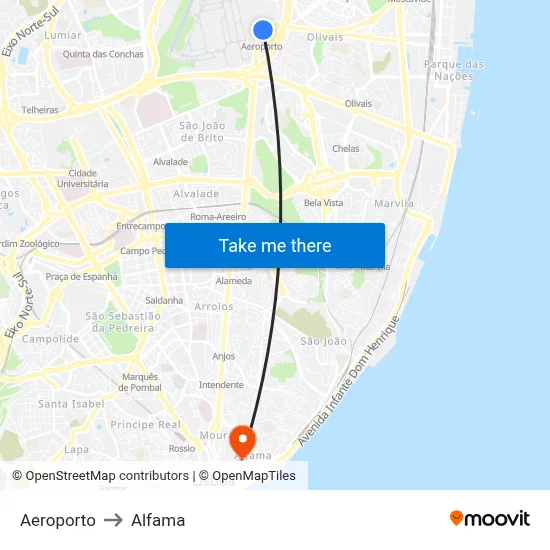 Aeroporto to Alfama map