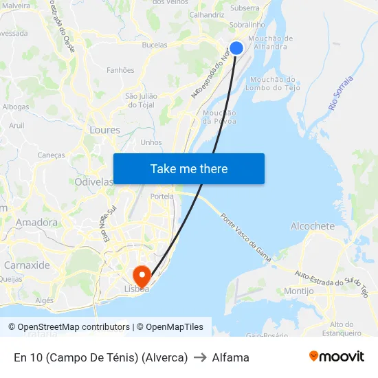 En 10 (Campo De Ténis) (Alverca) to Alfama map