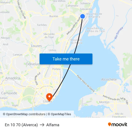 En 10 70 (Alverca) to Alfama map