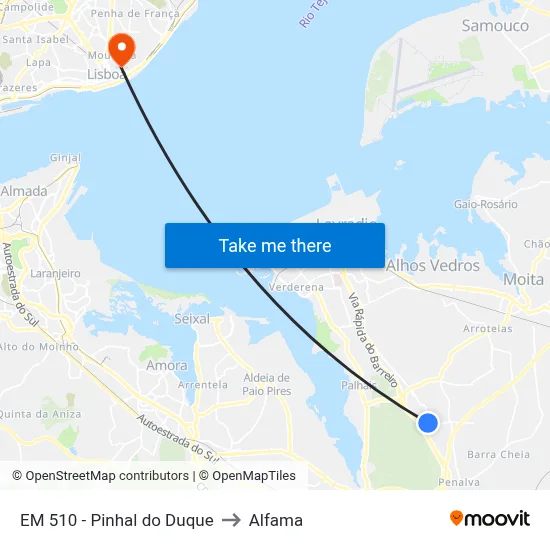 EM 510 - Pinhal do Duque to Alfama map