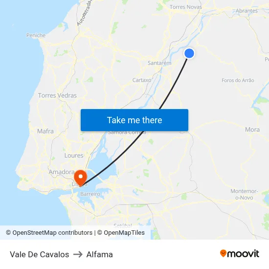 Vale De Cavalos to Alfama map