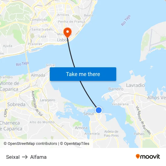 Seixal to Alfama map