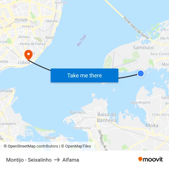 Montijo - Seixalinho to Alfama map