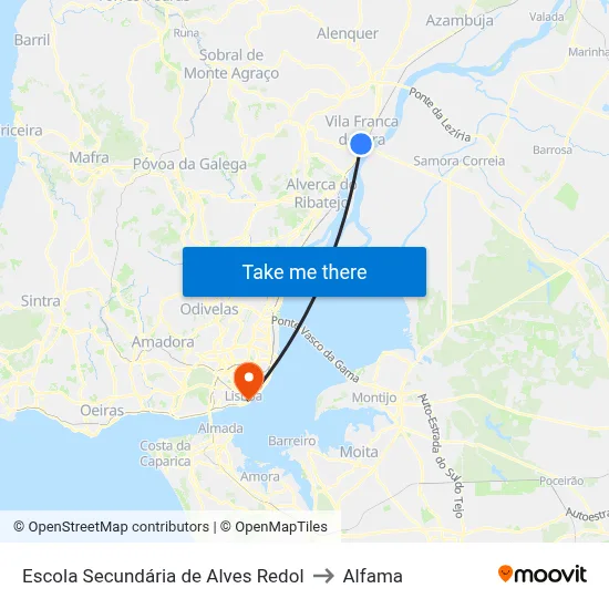 Escola Secundária de Alves Redol to Alfama map