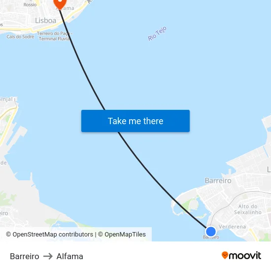 Barreiro to Alfama map