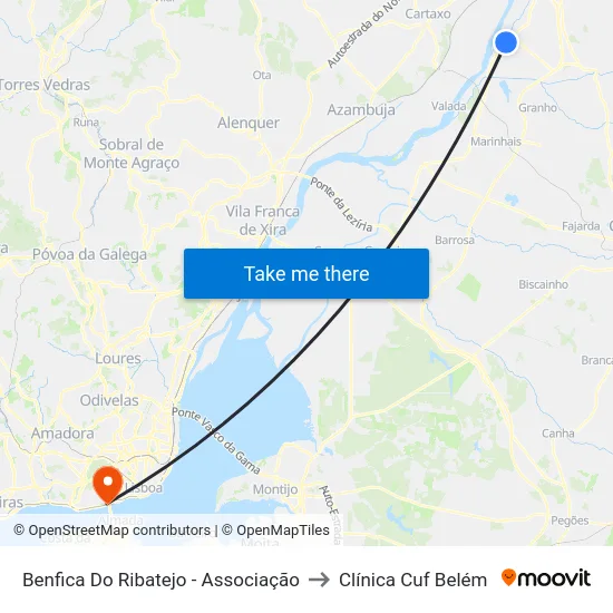Benfica Do Ribatejo - Associação to Clínica Cuf Belém map