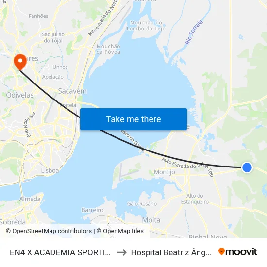 EN4 X ACADEMIA SPORTING to Hospital Beatriz Ângelo map