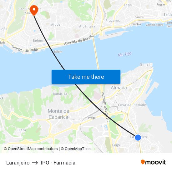 Laranjeiro to IPO - Farmácia map