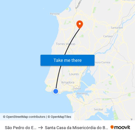 São Pedro Do Estoril to Santa Casa da Misericórdia do Bombarral map