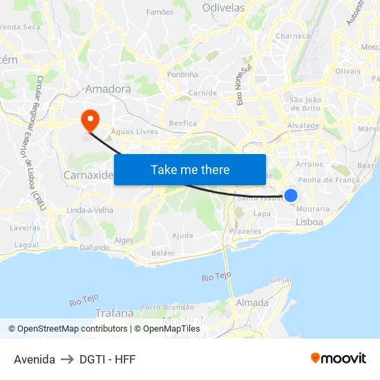 Avenida to DGTI - HFF map
