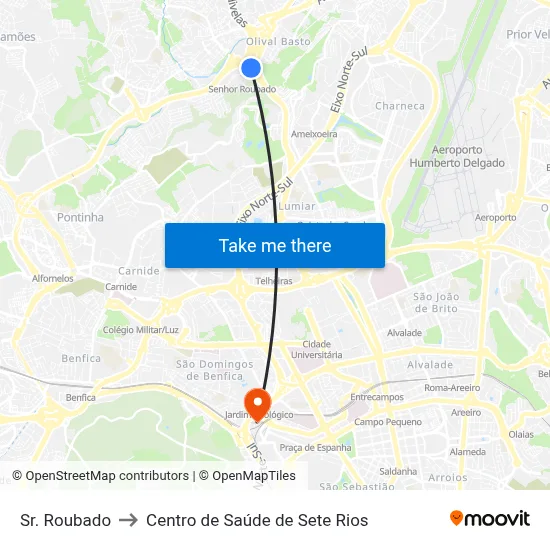 Sr. Roubado to Centro de Saúde de Sete Rios map