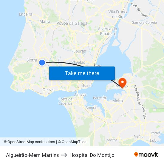 Algueirão-Mem Martins to Hospital Do Montijo map