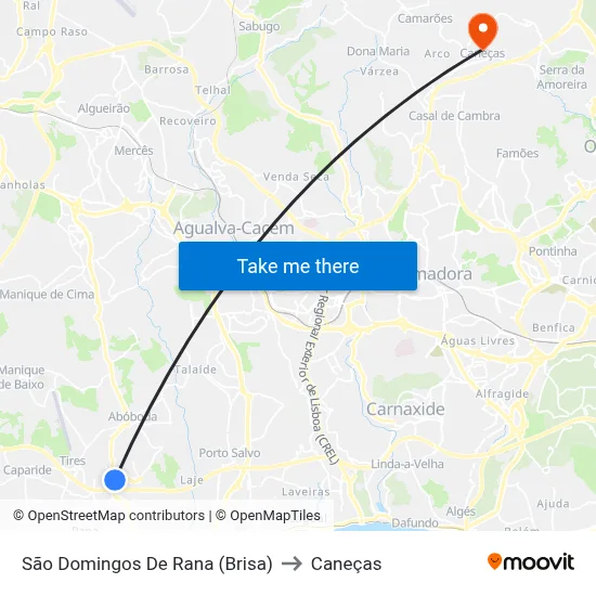 São Domingos De Rana (Brisa) to Caneças map