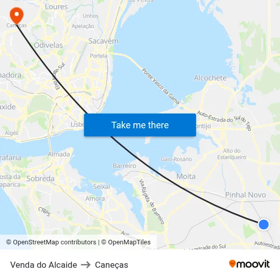 Venda do Alcaide to Caneças map