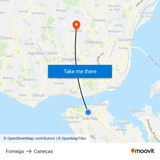 Fomega to Caneças map