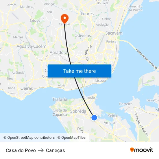 Casa do Povo to Caneças map