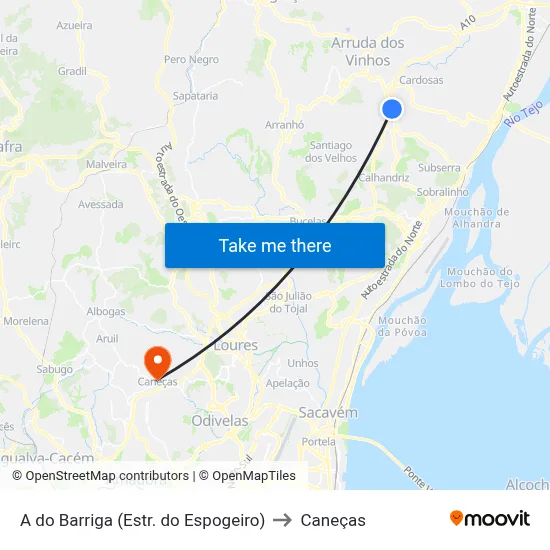 A do Barriga (Estr. do Espogeiro) to Caneças map
