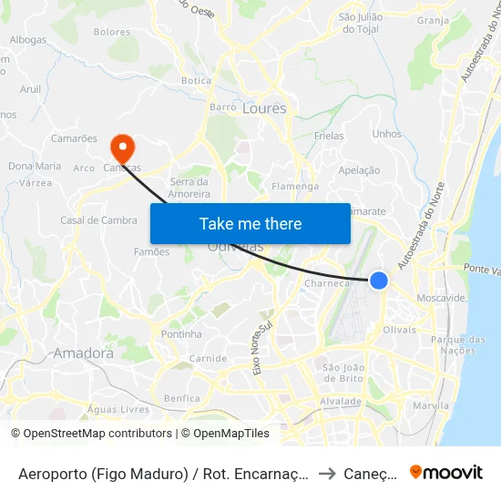 Aeroporto (Figo Maduro) / Rot. Encarnação to Caneças map