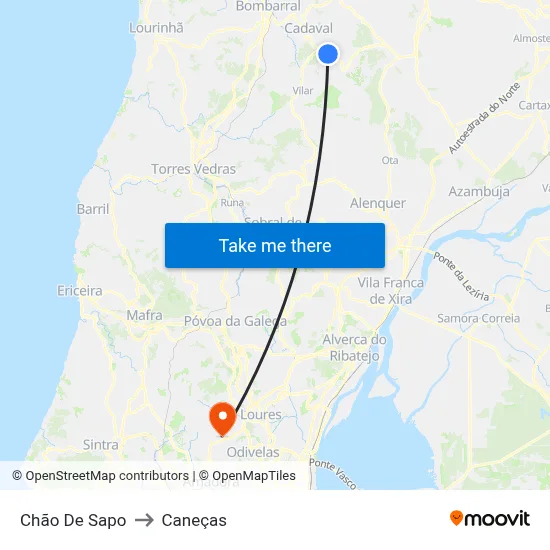 Chão De Sapo to Caneças map