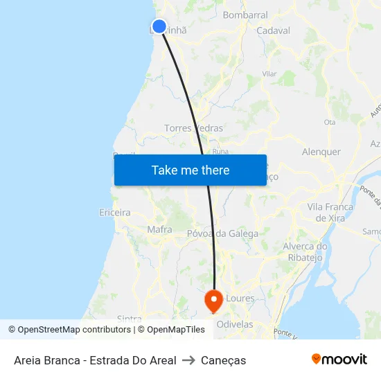 Areia Branca - Estrada Do Areal to Caneças map