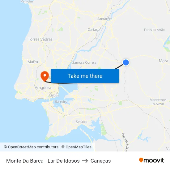 Monte Da Barca - Lar De Idosos to Caneças map