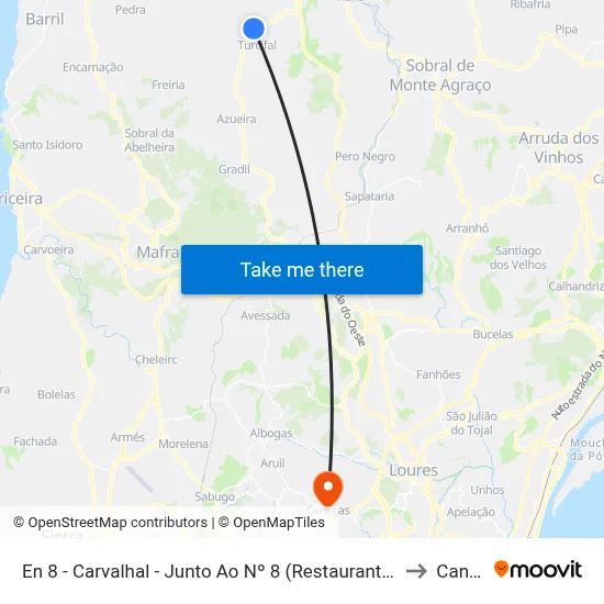 En 8 - Carvalhal - Junto Ao Nº 8 (Restaurante Santinho ) Capa Rosa to Caneças map