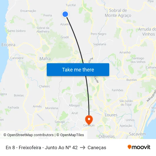 En 8 - Freixofeira - Junto Ao Nº 42 to Caneças map