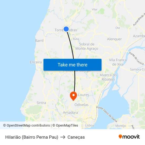 Hilarião (Bairro Perna Pau) to Caneças map