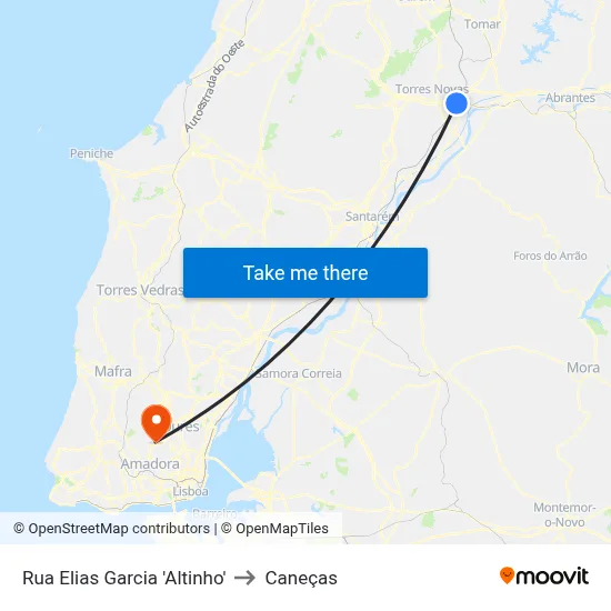 Rua Elias Garcia 'Altinho' to Caneças map