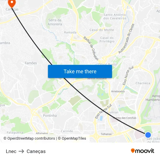 Lnec to Caneças map