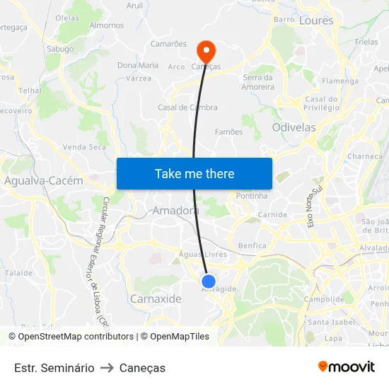 Estr. Seminário to Caneças map