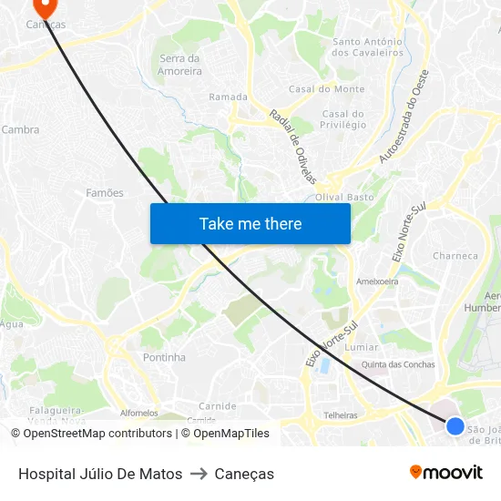 Hospital Júlio De Matos to Caneças map
