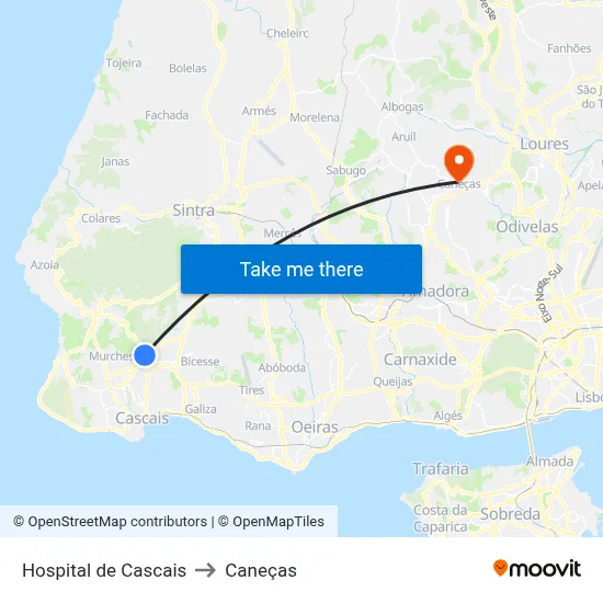 Hospital de Cascais to Caneças map