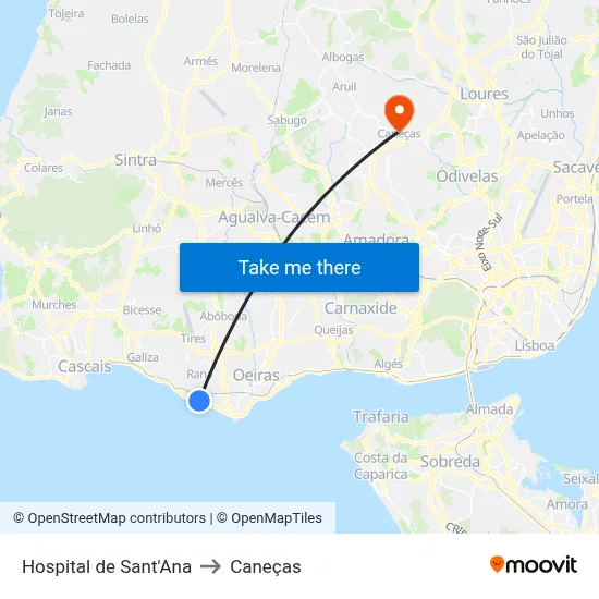 Hospital de Sant'Ana to Caneças map