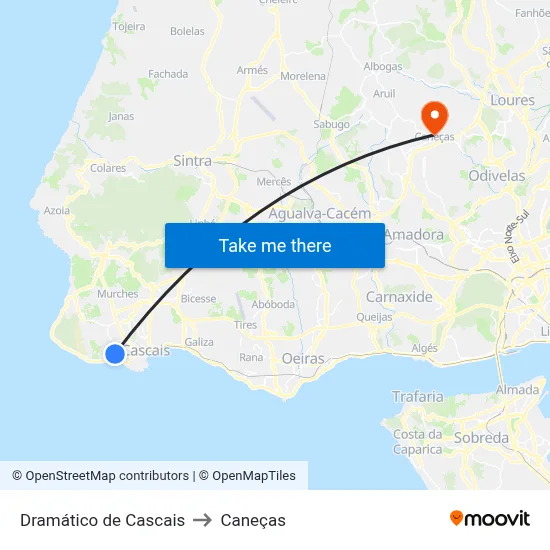 Dramático de Cascais to Caneças map