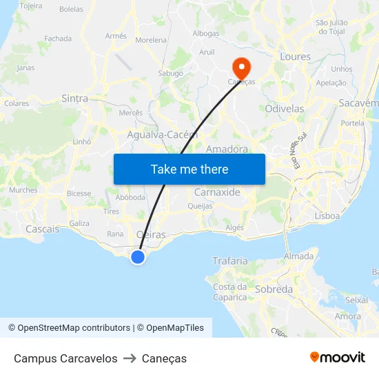 Campus Carcavelos to Caneças map