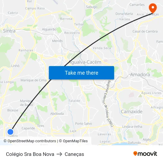 Colégio Sra Boa Nova to Caneças map