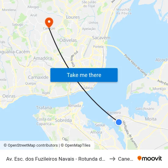 Av. Esc. dos Fuzileiros Navais - Rotunda do Fuzileiro to Caneças map