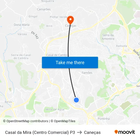 Casal da Mira (Centro Comercial) P3 to Caneças map
