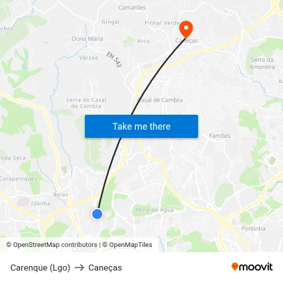 Carenque (Lgo) to Caneças map