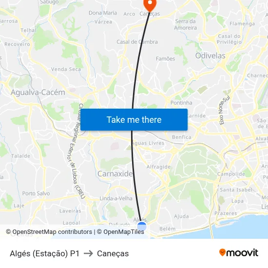 Algés (Estação) P1 to Caneças map