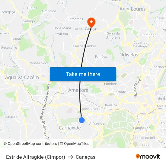 Estr de Alfragide (Cimpor) to Caneças map