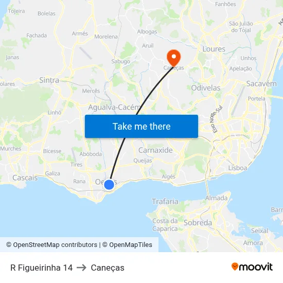 R Figueirinha 14 to Caneças map