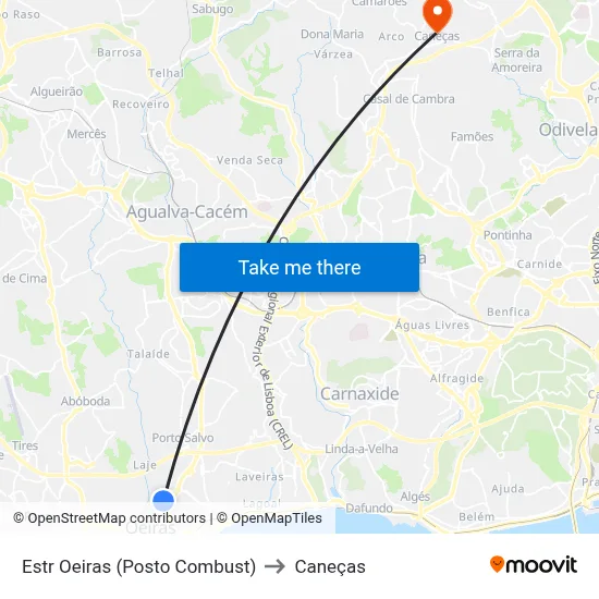 Estr Oeiras (Posto Combust) to Caneças map