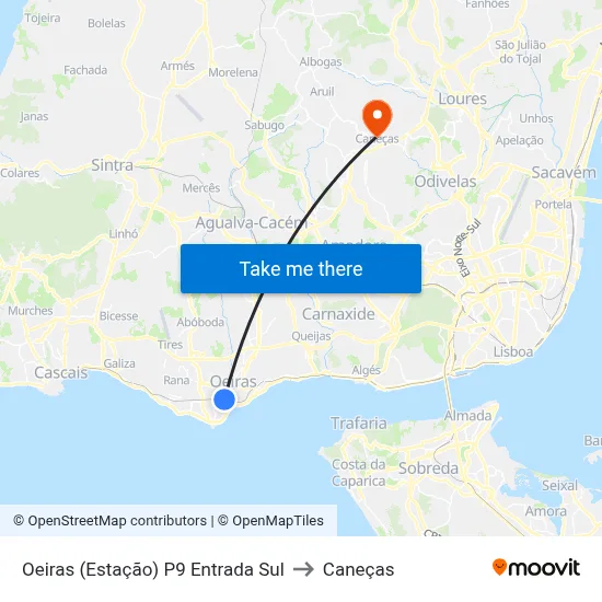 Oeiras (Estação) P9 Entrada Sul to Caneças map