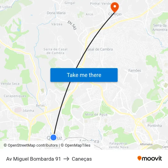 Av Miguel Bombarda 91 to Caneças map