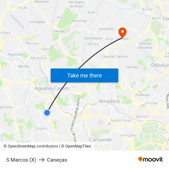 S Marcos (X) to Caneças map