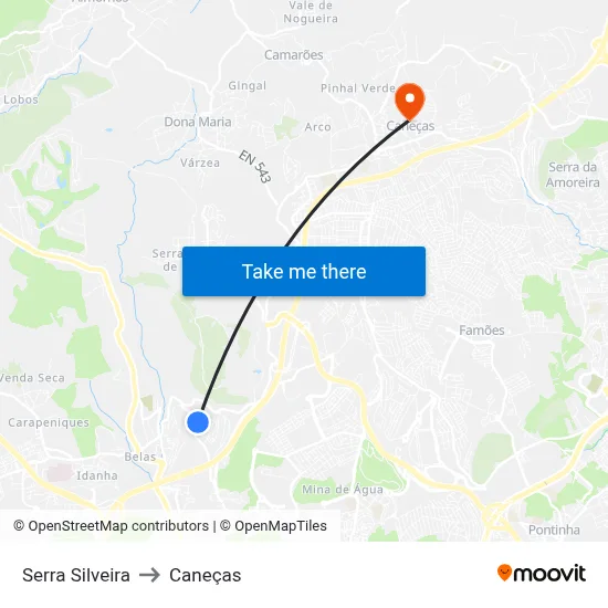 Serra Silveira to Caneças map